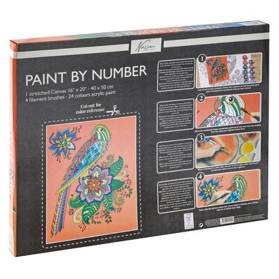Pictura pe numere Papagal, 40x50cm, 24 culori