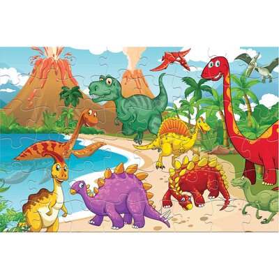 Puzzle de podea,  48 piese, 90X60Cm Dinozauri, Luna